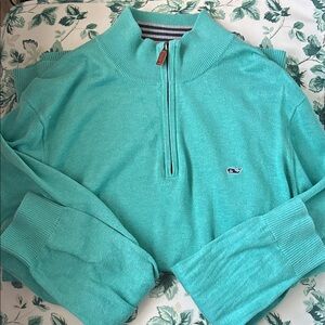 Vineyard Vines Aqua Half-Zip Sweater